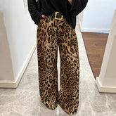 Leopard-print Women's Straight-leg Loose Pants