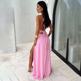 Halter Backless Maxi Dress High Slit