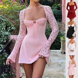 Lace Open Back Mini Dress