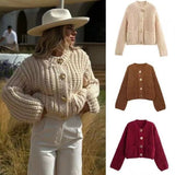 Pocket-Button Knitted Ingot Sweater Coat