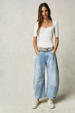 High-Stretch Mid-Rise Barrel Jeans