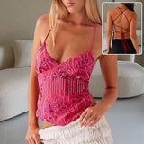 Y2K Beaded Backless Bandeau Top