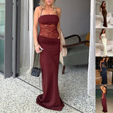 Y2K Sexy Lace Maxi Dress