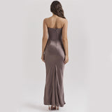 Slim-Fit Bandeau Backless Maxi Dress